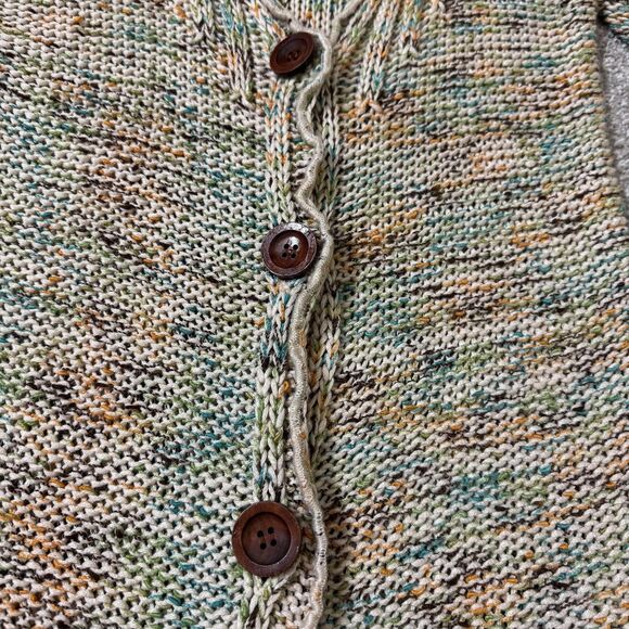 BCBGMAXAZRIA Cardigan Sweater Womens Large Multicolor Button Front Ruffle Hem - Picture 3 of 8